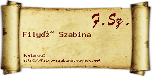 Filyó Szabina névjegykártya